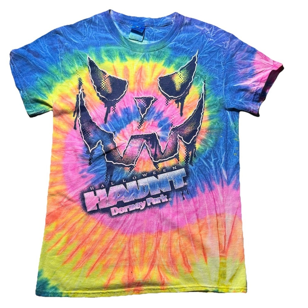 Halloween Haunt Dorney Park Tie Dye Graphic T‎ Shirt Men's Medium ColorTone